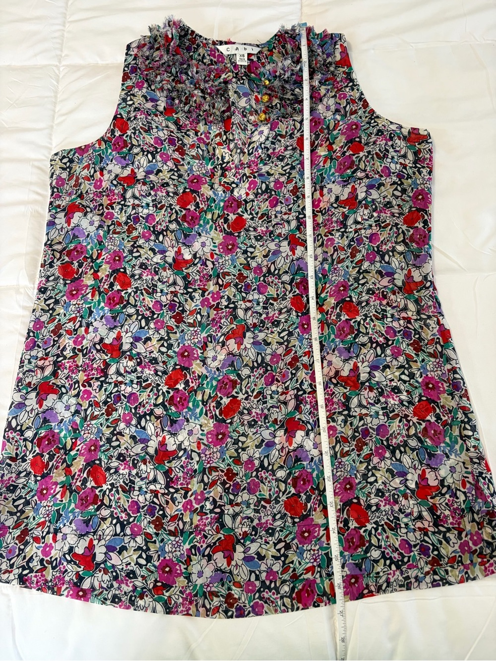 CAbi Multicolor Floral Ruffle-Neck Sleeveless Tank - Picture 11 of 16